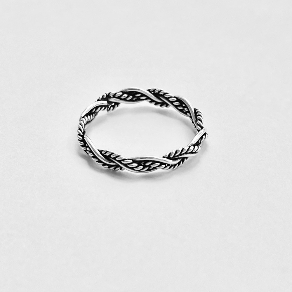Sterling Silver Unisex Twisted Rope Ring, Silver Band, Braid Rings, Stackable - Picture 3 of 13